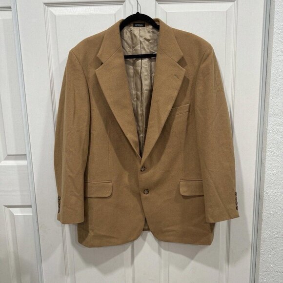 Oscar de la Renta Mens Brown Camel? Tan Sport Coat Blazer Jacket 44R - Picture 2 of 9